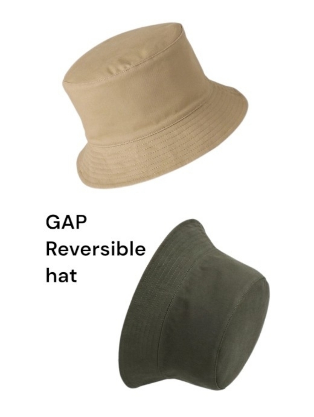 GAP Kids Organic Cotton Reversible Bucket Hat, Khaki/ Green, S/M, NWT